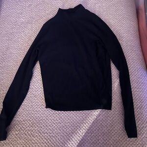 Hollister Black Mock Neck Sleek Long Sleeve Top